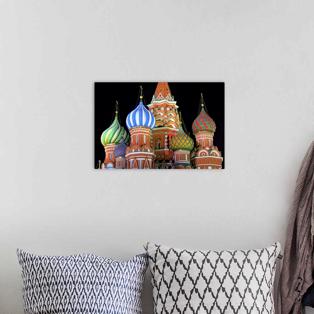 A bohemian room featuring Saint Basils cathedral on red square, Moscow.