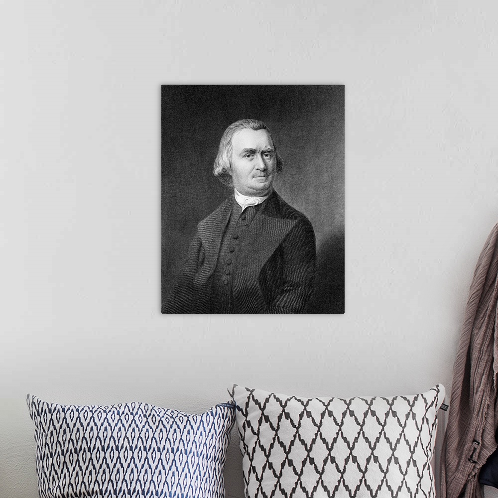 A bohemian room featuring An engraved portrait of Samuel Adams based after a painting by by John Singleton Copley. | Based ...