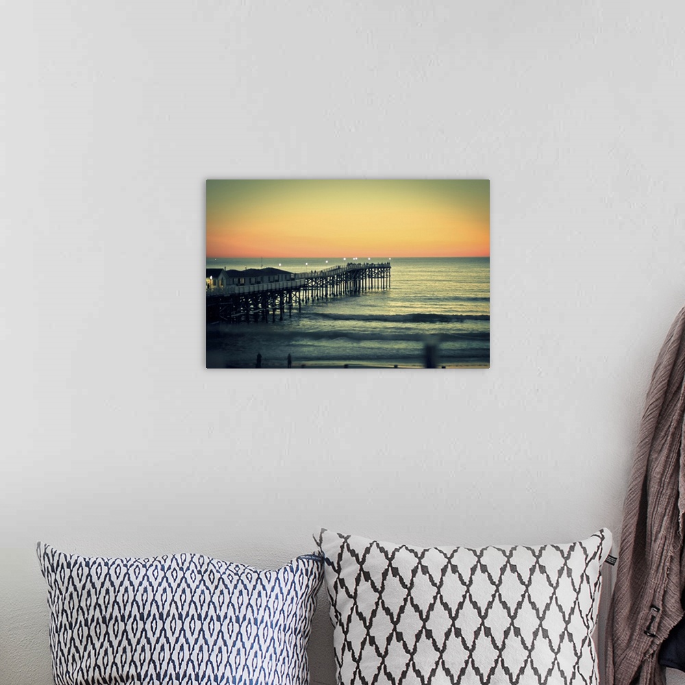 A bohemian room featuring Sunset off coast of San Diego.