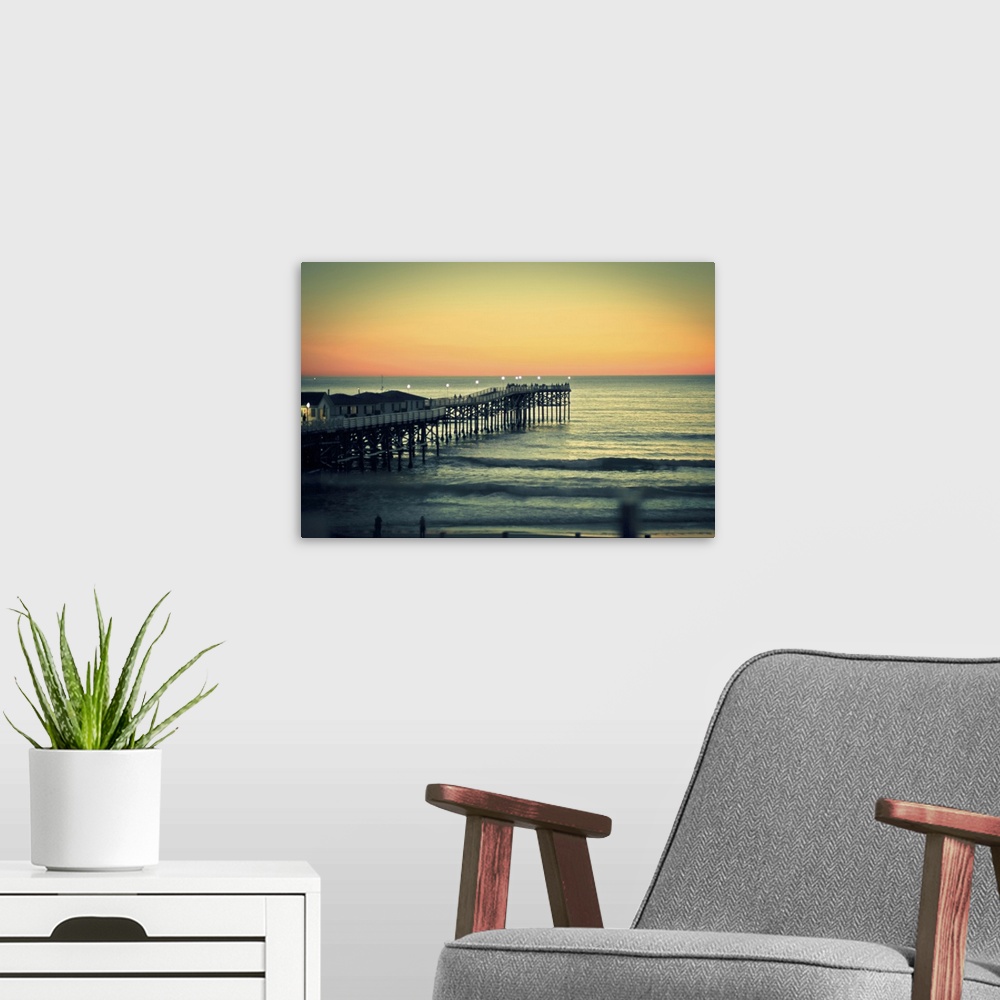 A modern room featuring Sunset off coast of San Diego.