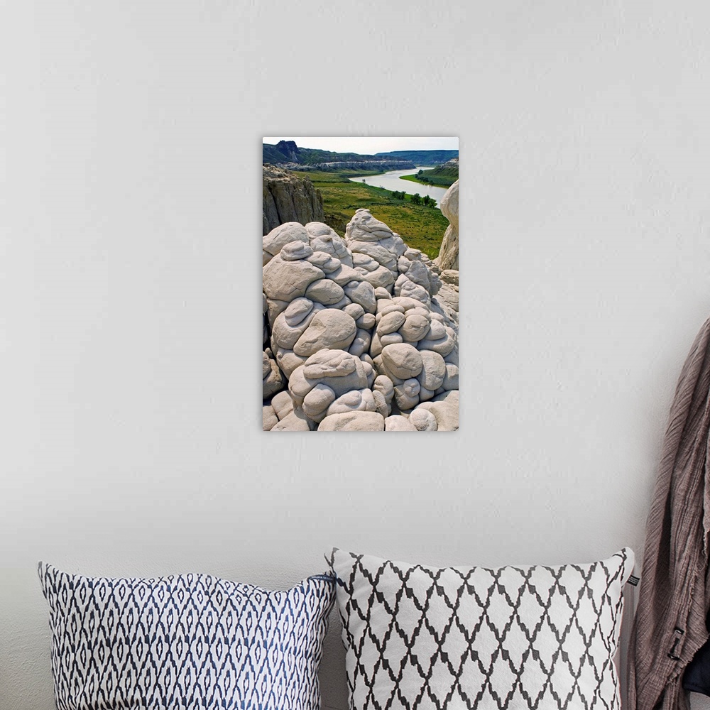 A bohemian room featuring Moonscape geology on the bluffs overlooking the Wild and Scenic Upper Missouri River, Montana