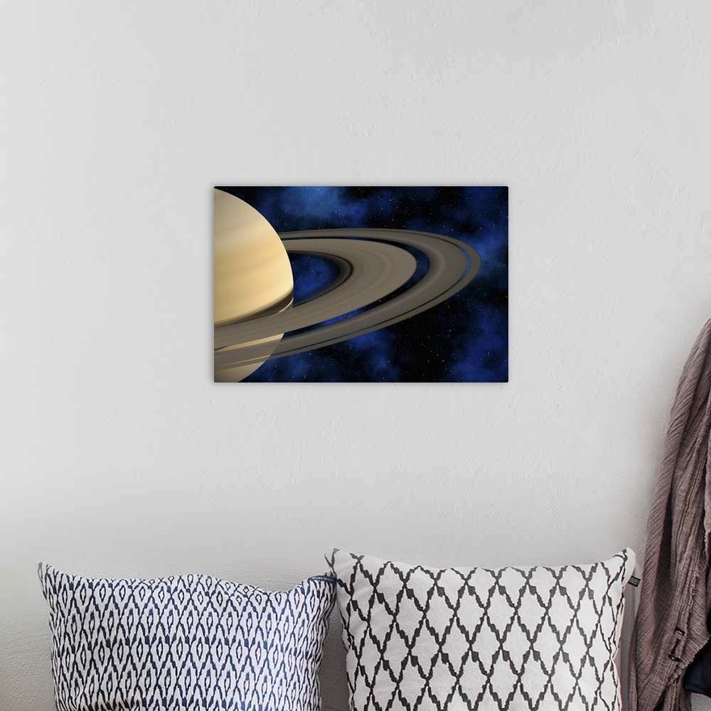 A bohemian room featuring Saturn planet