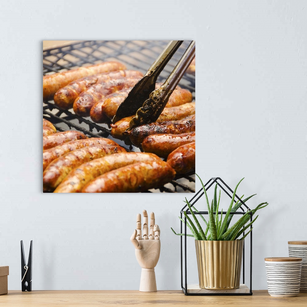 A bohemian room featuring USA, New York, New York City, Sausages on barbeque
