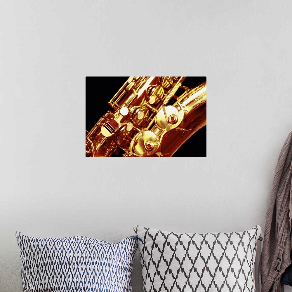 A bohemian room featuring Saxophone, close-up