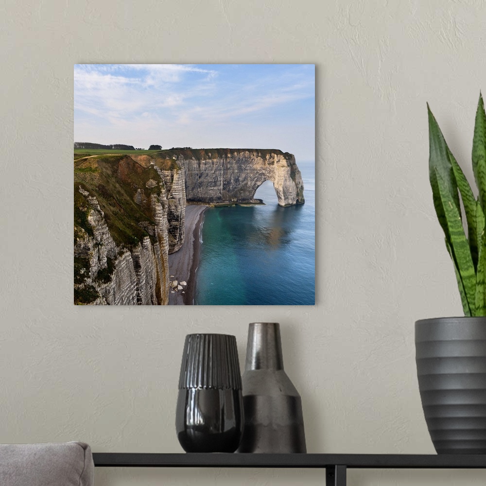 A modern room featuring Seascape with cliff in Etretat coast.