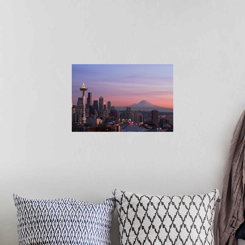 A bohemian room featuring Seattle from Kerry Park.