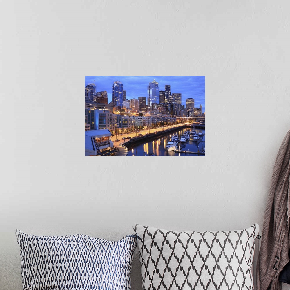 A bohemian room featuring Seattle skyline and harbor, Washington State