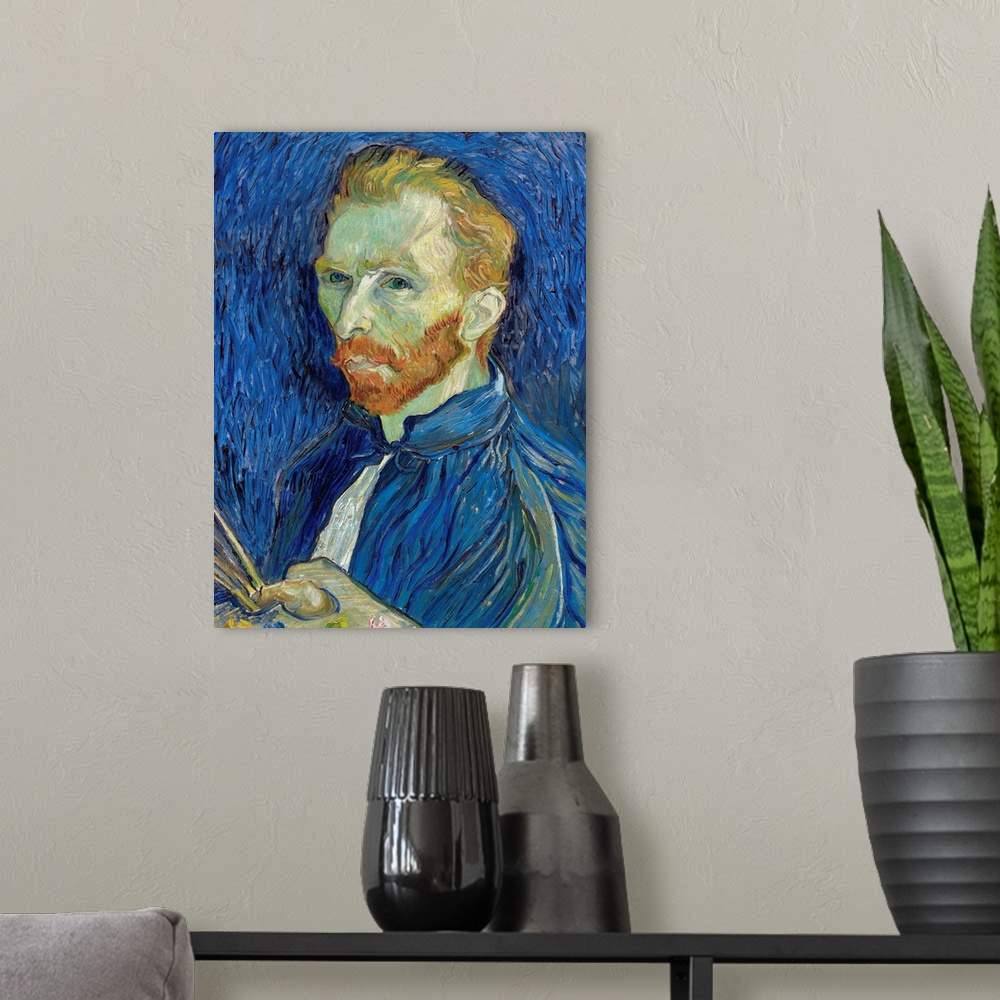 A modern room featuring Vincent van Gogh (French, 1853-1890), Self-Portrait, 1889, oil on canvas, 57.1 x 43.8 cm (22.5 x ...