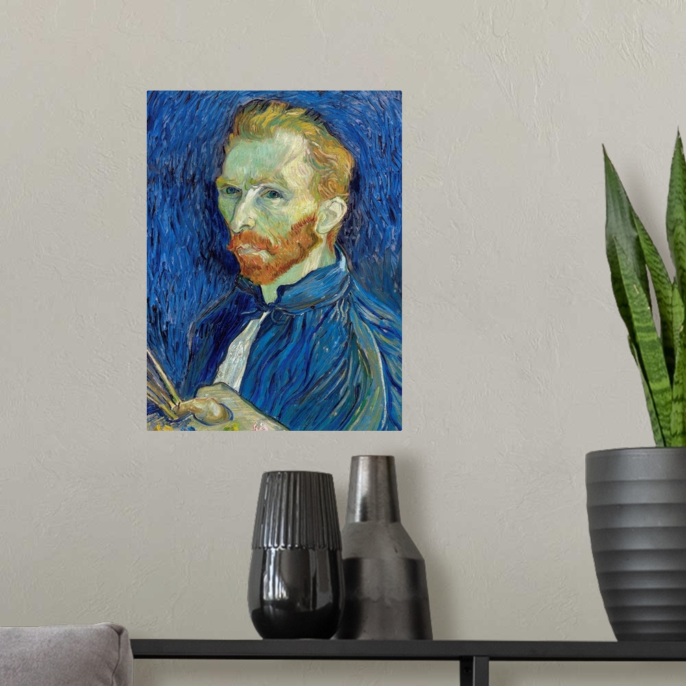 A modern room featuring Vincent van Gogh (French, 1853-1890), Self-Portrait, 1889, oil on canvas, 57.1 x 43.8 cm (22.5 x ...
