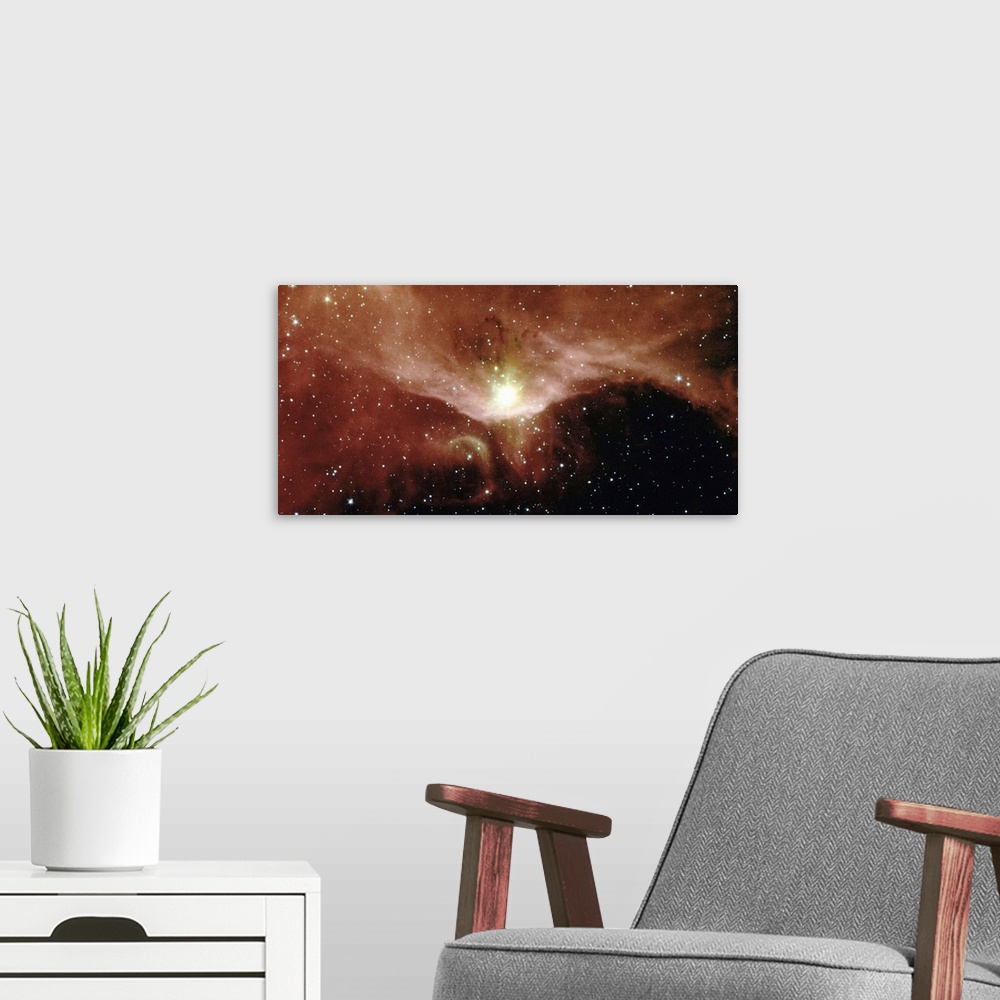 A modern room featuring Sharpless 140 nebula in Cepheus constellation (infrared)