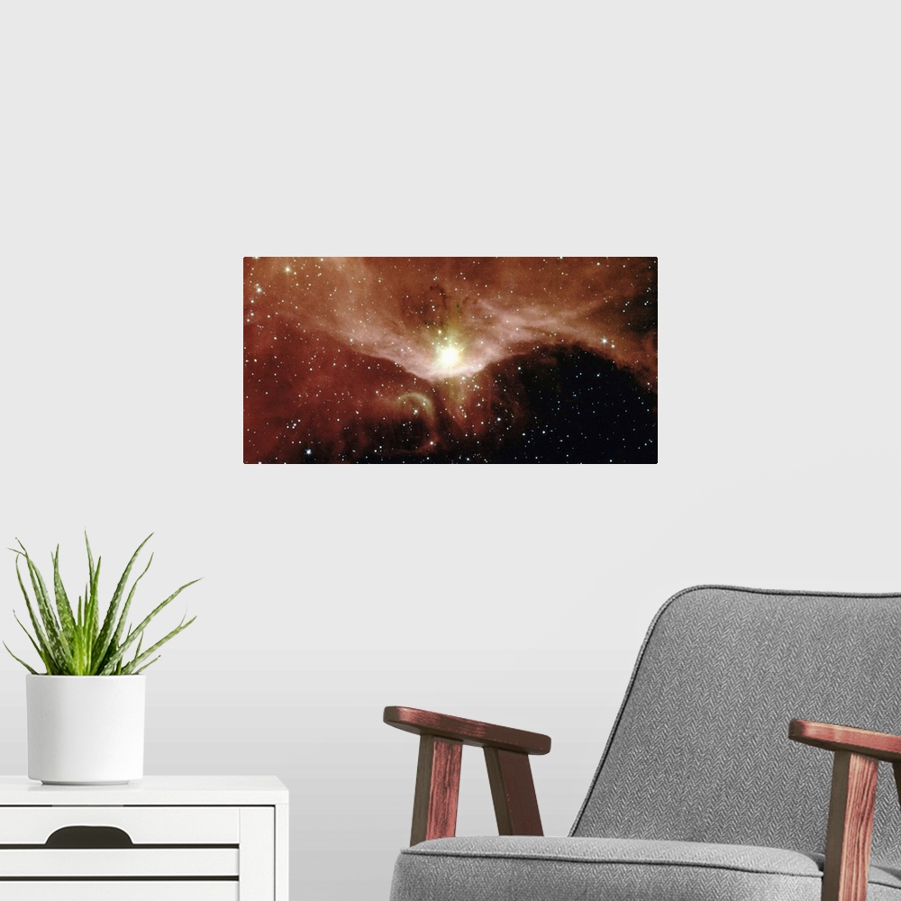 A modern room featuring Sharpless 140 nebula in Cepheus constellation (infrared)