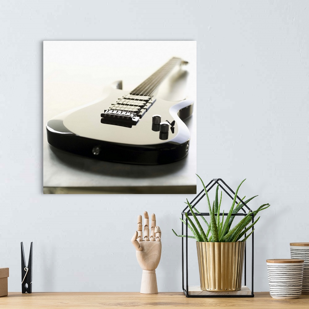 A bohemian room featuring Shot of an electric guitar