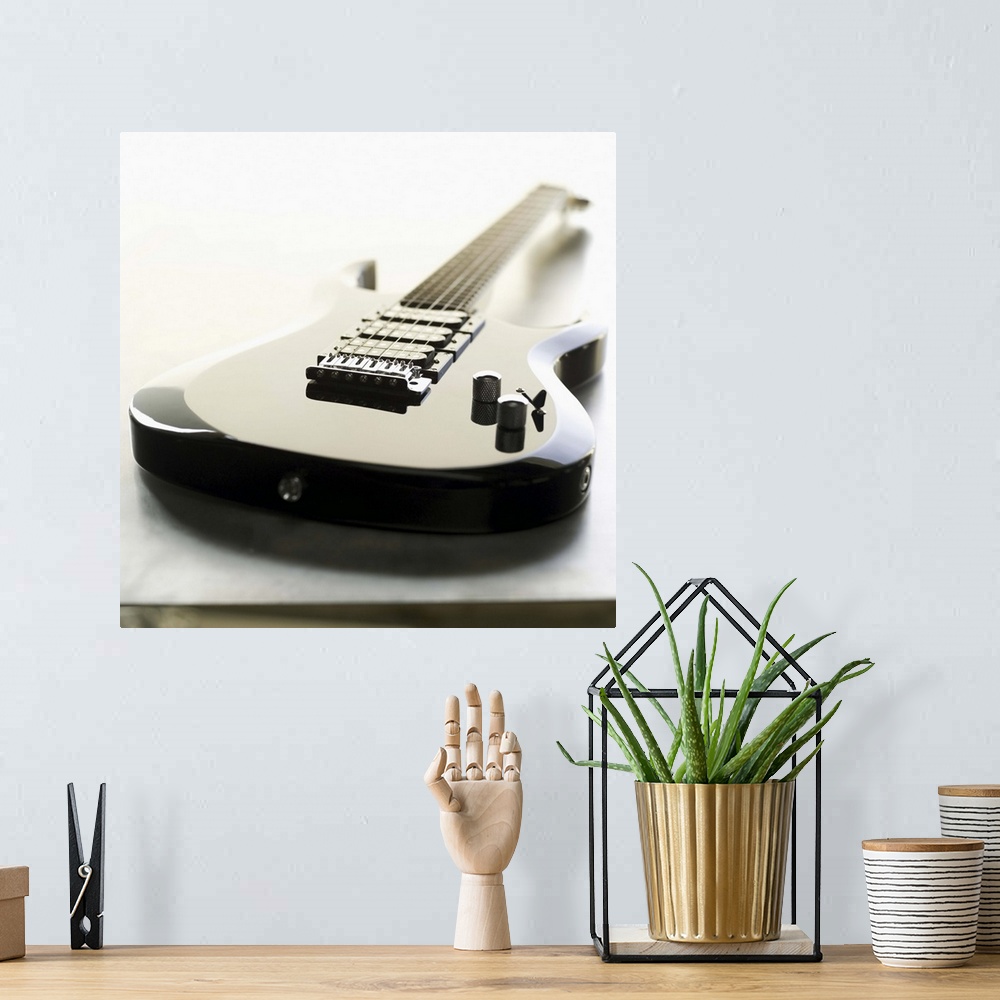 A bohemian room featuring Shot of an electric guitar