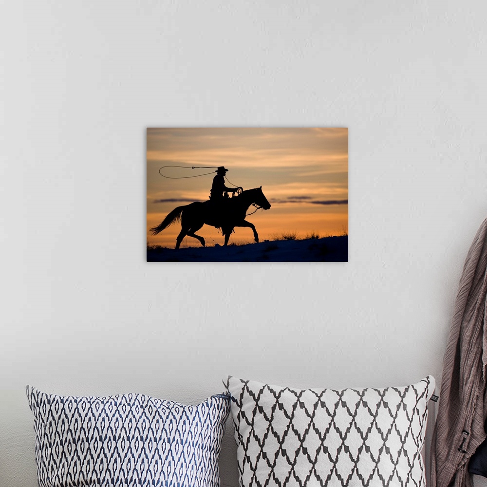 A bohemian room featuring Silhouette Of Cowboy In Wyoming