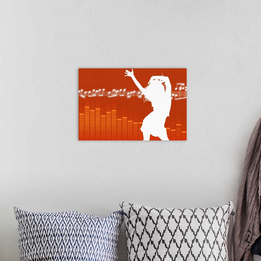 A bohemian room featuring Silhouette of dancing woman