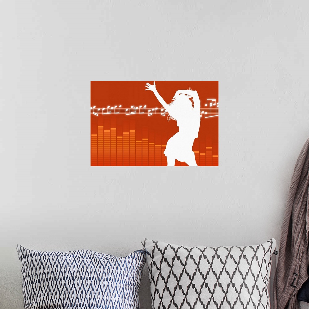 A bohemian room featuring Silhouette of dancing woman