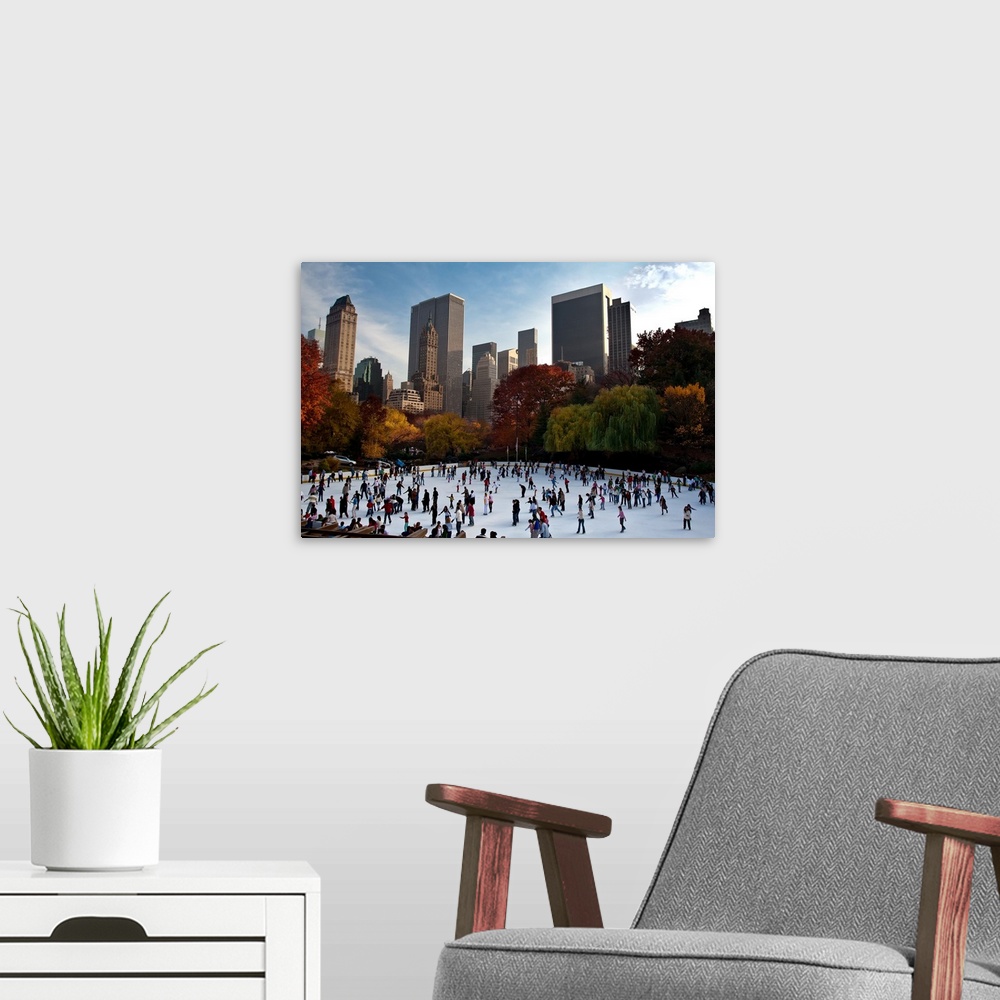 A modern room featuring Skating Central Park.