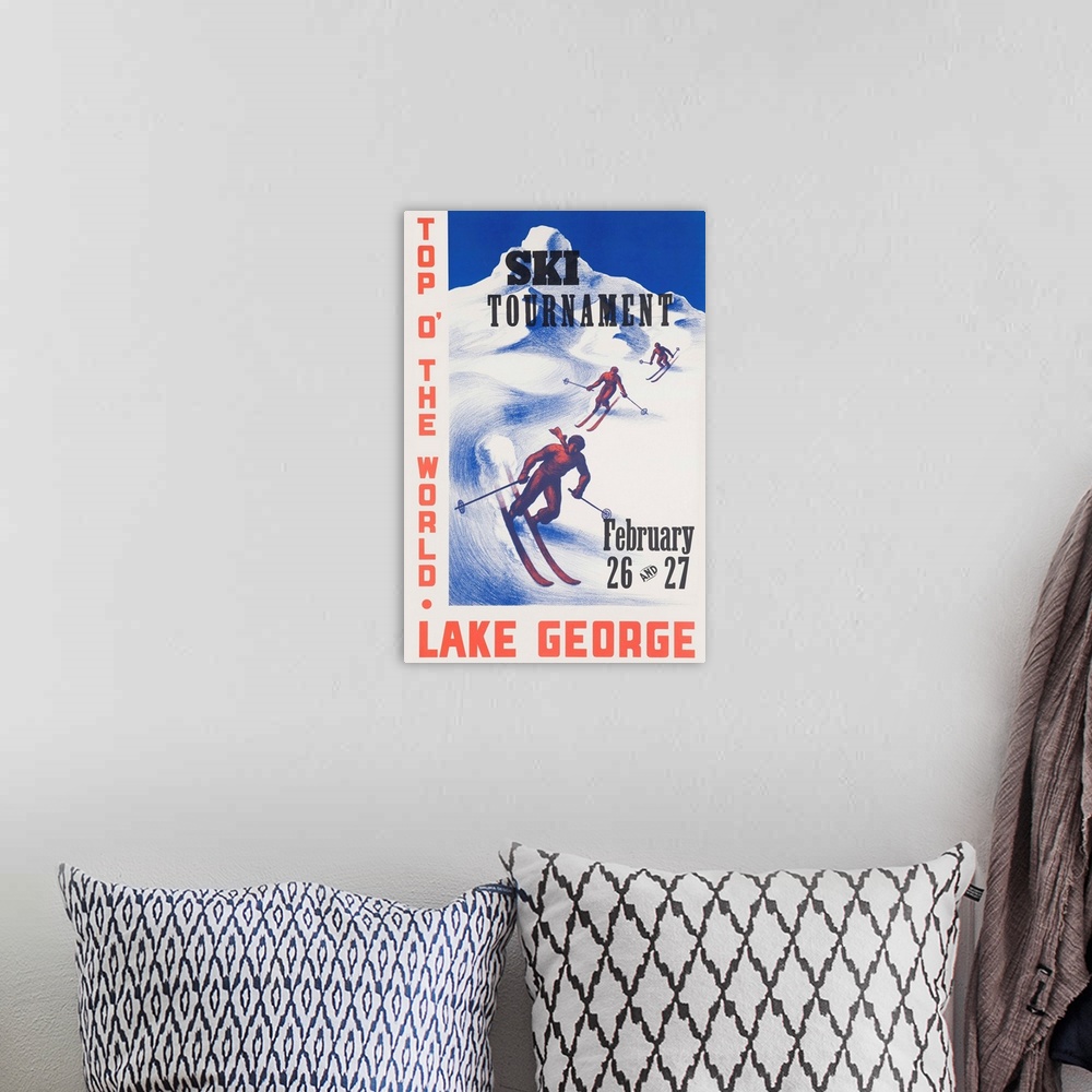 A bohemian room featuring Ski Tournament Lake George Poster