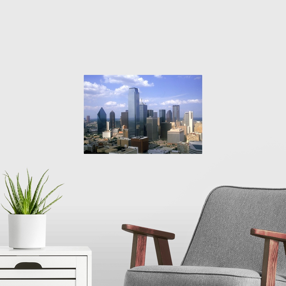 A modern room featuring Skyline from Reunion Tower looking north, Dallas, TX