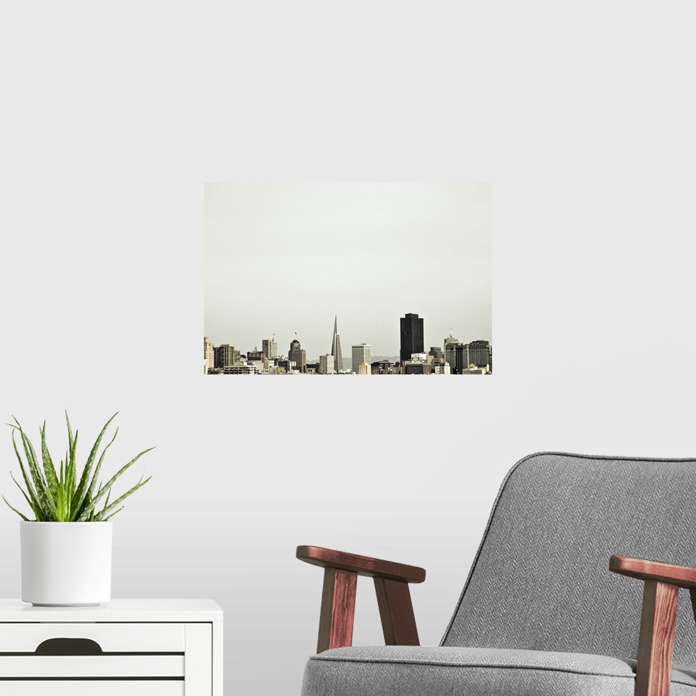 A modern room featuring Skyline of San Francisco, California