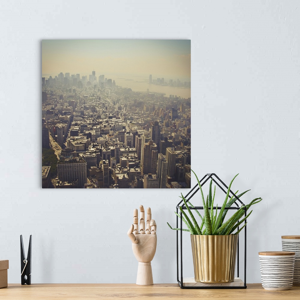 A bohemian room featuring Skyline view of NYC.
