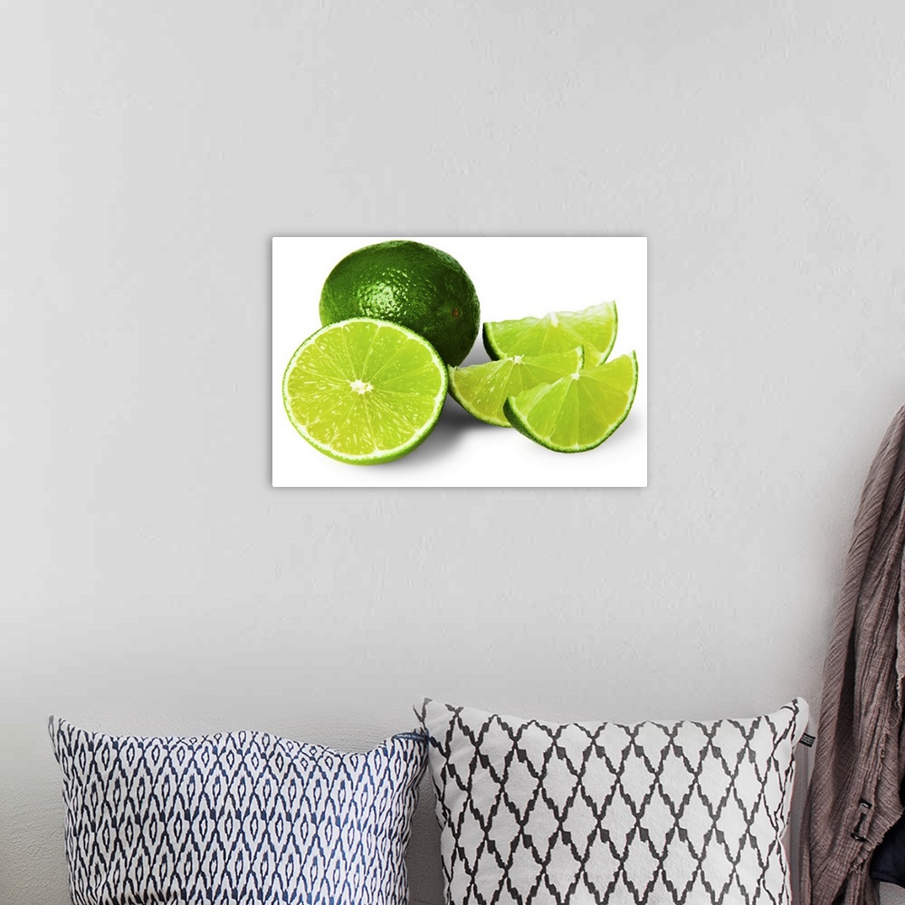 A bohemian room featuring Sliced lime wedge, on white background, cut out