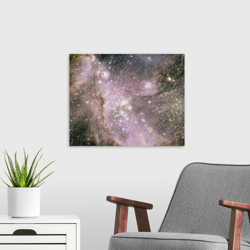 A modern room featuring Located 210,000 light years away in the Small Magellanic Cloud, a satellite galaxy of Earth's Mil...