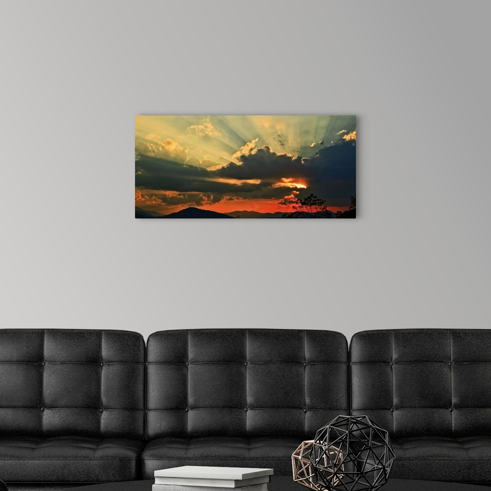 A modern room featuring Sunset over Smoky Mountains, Biltmore in Asheville, North Carolina.
