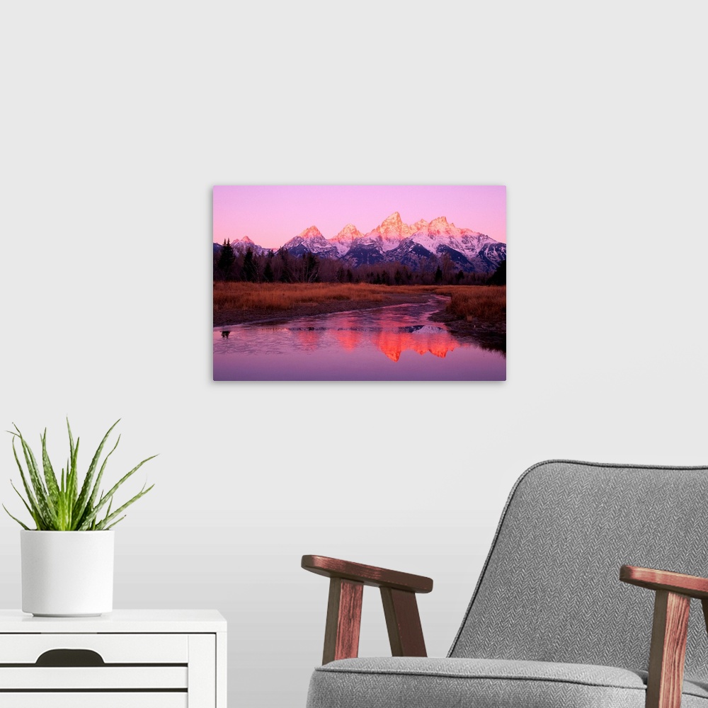 A modern room featuring Snow-Capped Mountains At Daybreak