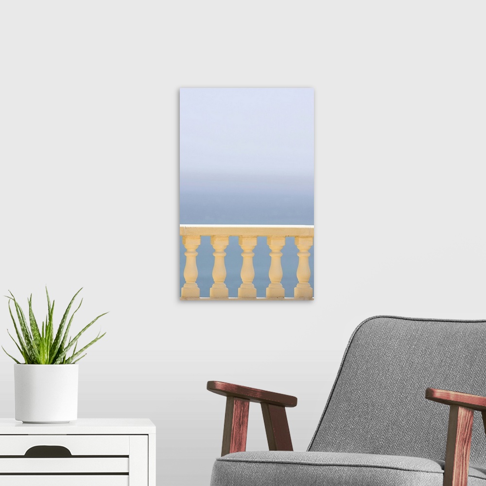 A modern room featuring Spain, Costa Blanca, View of sea over balustrade