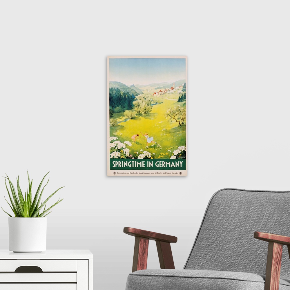 A modern room featuring Springtime In Germany Poster By Dettmar Nettelhorst
