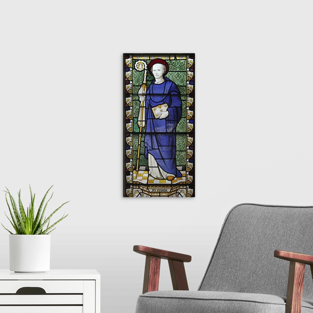 A modern room featuring 9 June is the feast of St Columba, and this stained glass of the saint is in St Cyprian's church,...