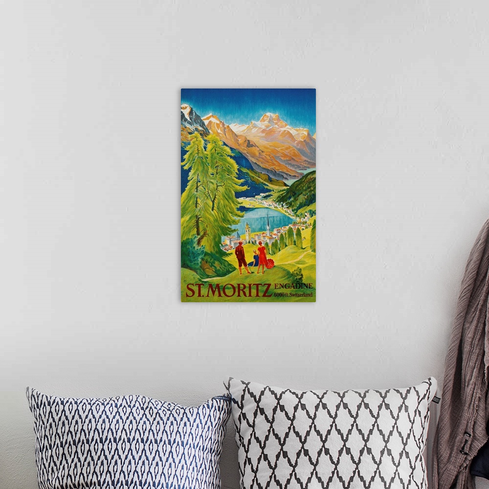 A bohemian room featuring St. Moritz Poster By Carl Moos
