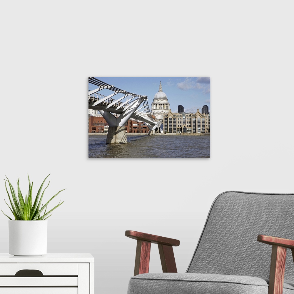A modern room featuring St Paul's Cathedral and Millennium Bridge.