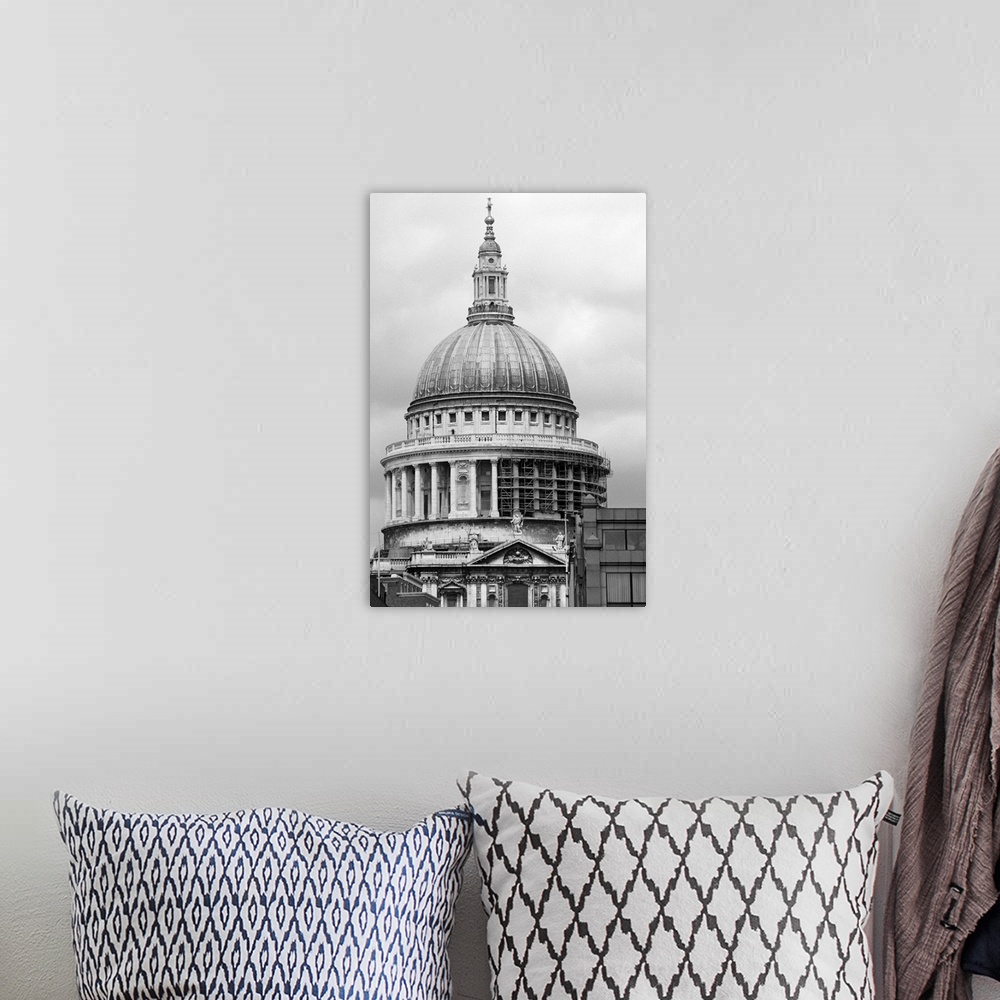 A bohemian room featuring St. Paul's Cathedral, London, England, (B&W)