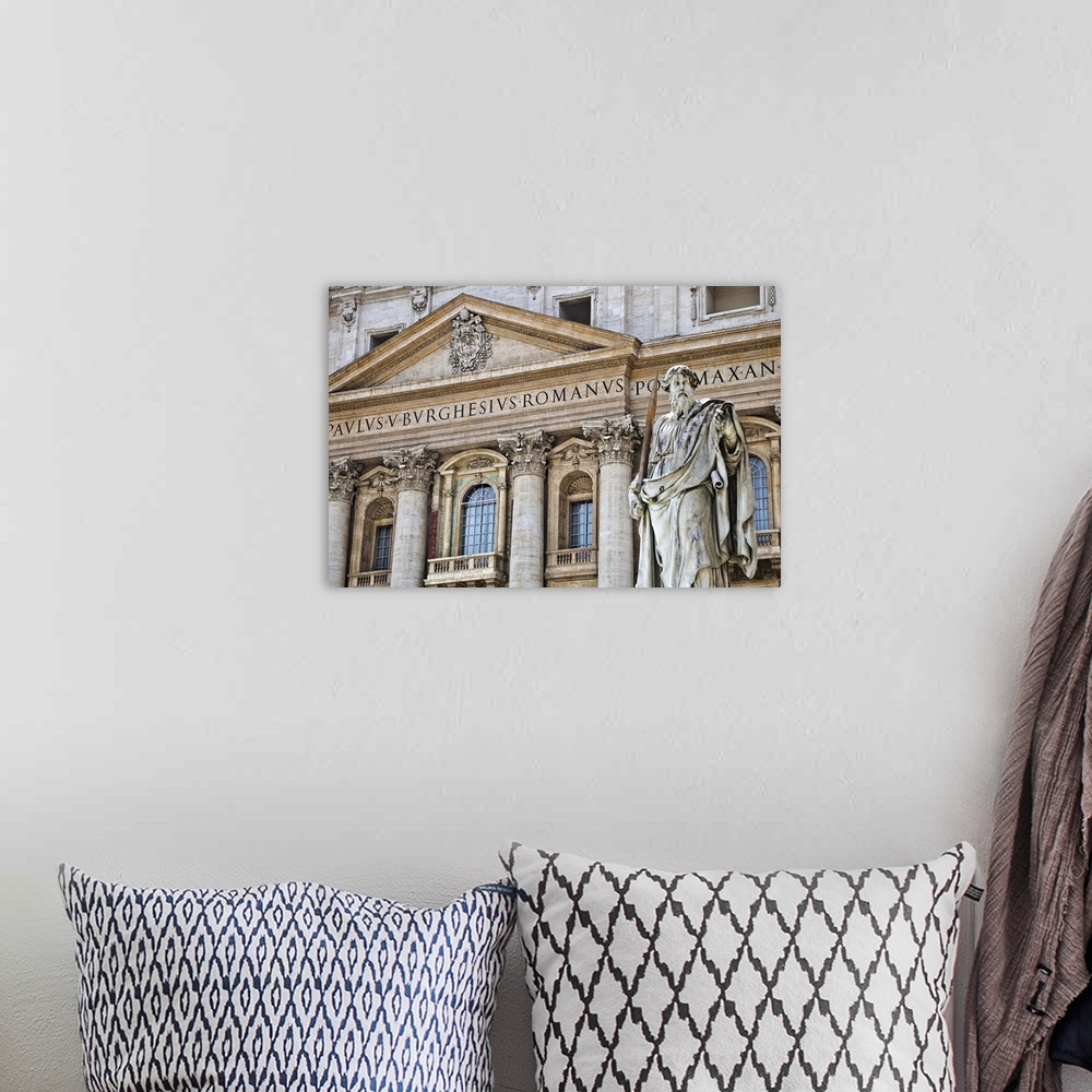 A bohemian room featuring Papal appearance and Saint Peters Basilica in Saint Peters Square. Vatican City. Rome, Lazio. Italy.