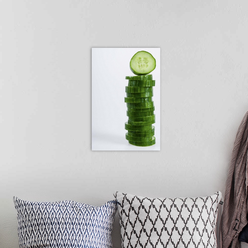 A bohemian room featuring Stack of cucumber slices