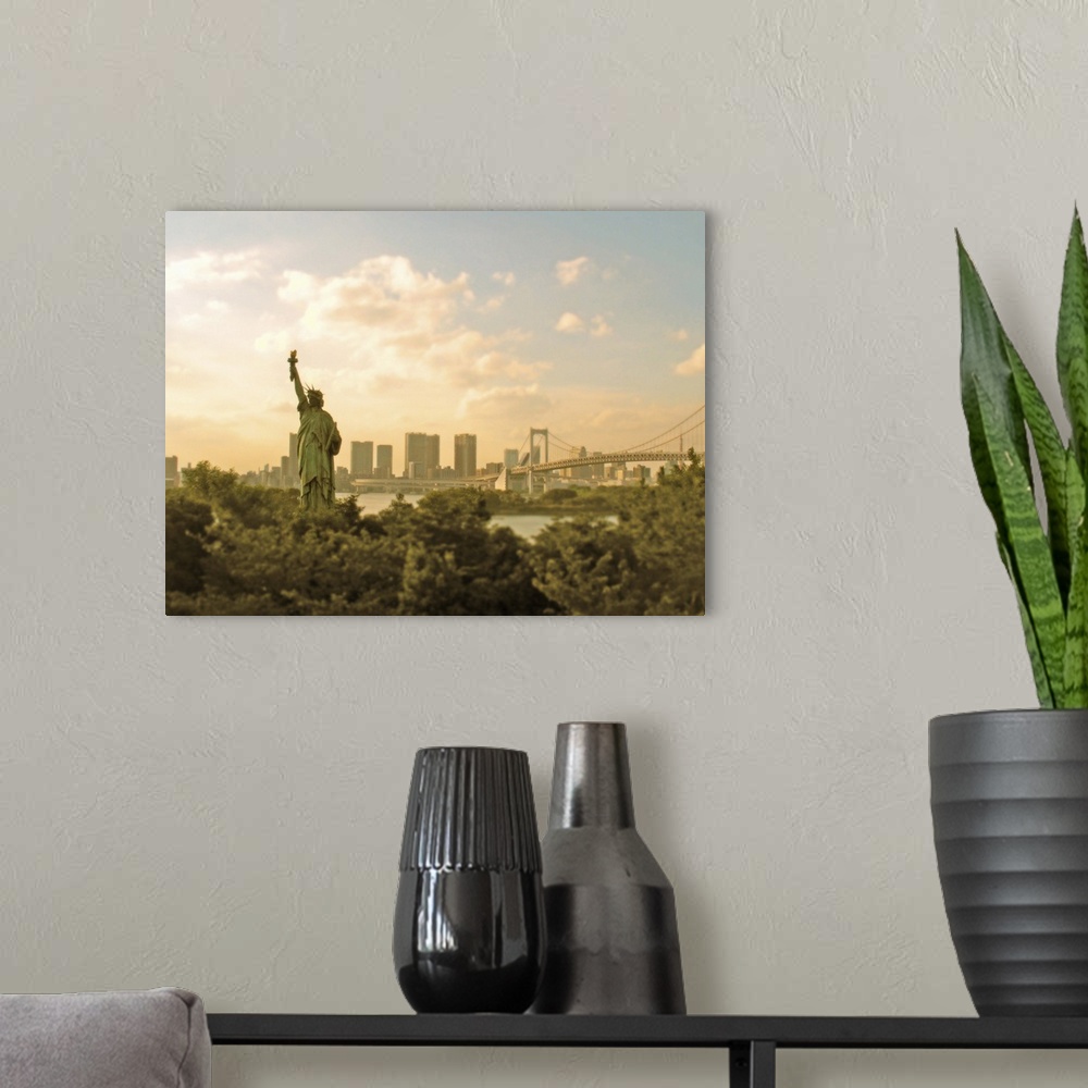 A modern room featuring Statue of Liberty.