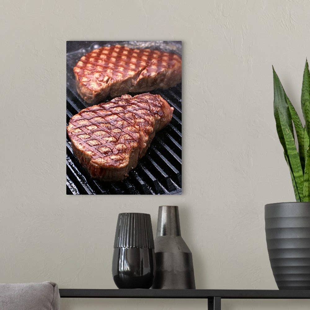 A modern room featuring Steak
