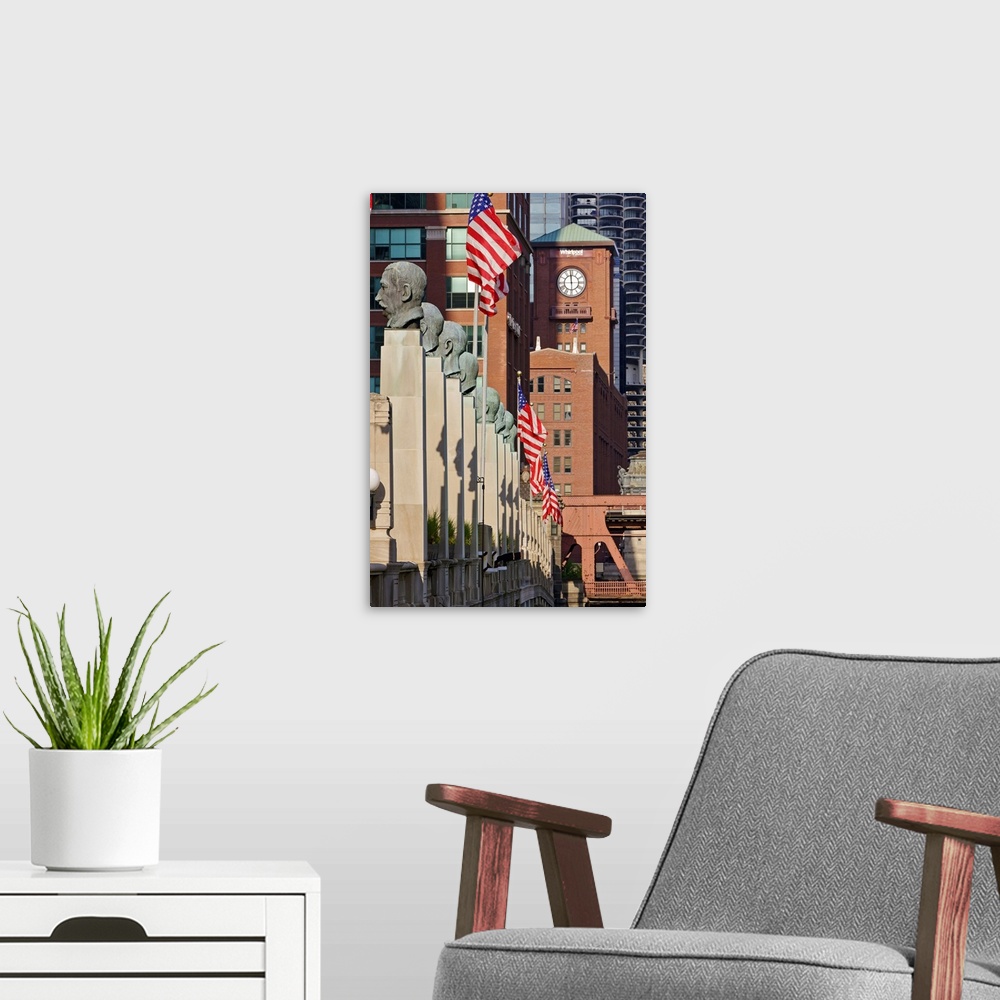 A modern room featuring Street Scene outside the Chicago Merchandise Mart