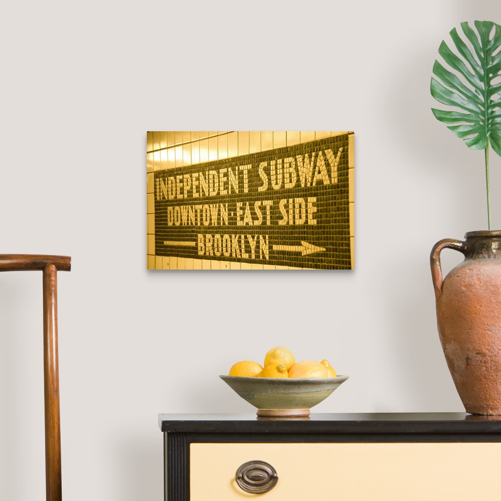 A traditional room featuring Subway sign in New York City, USA