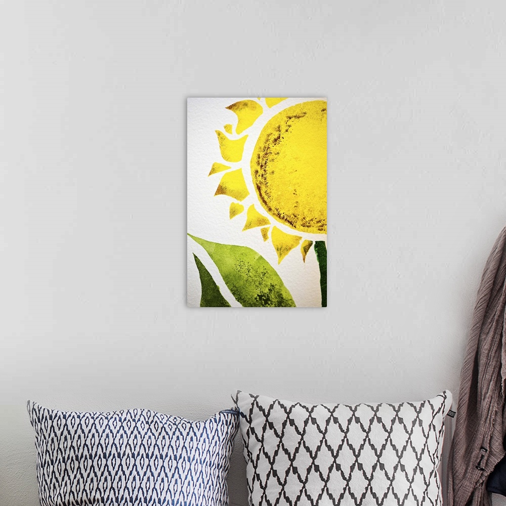 A bohemian room featuring Sunflower painted on wall