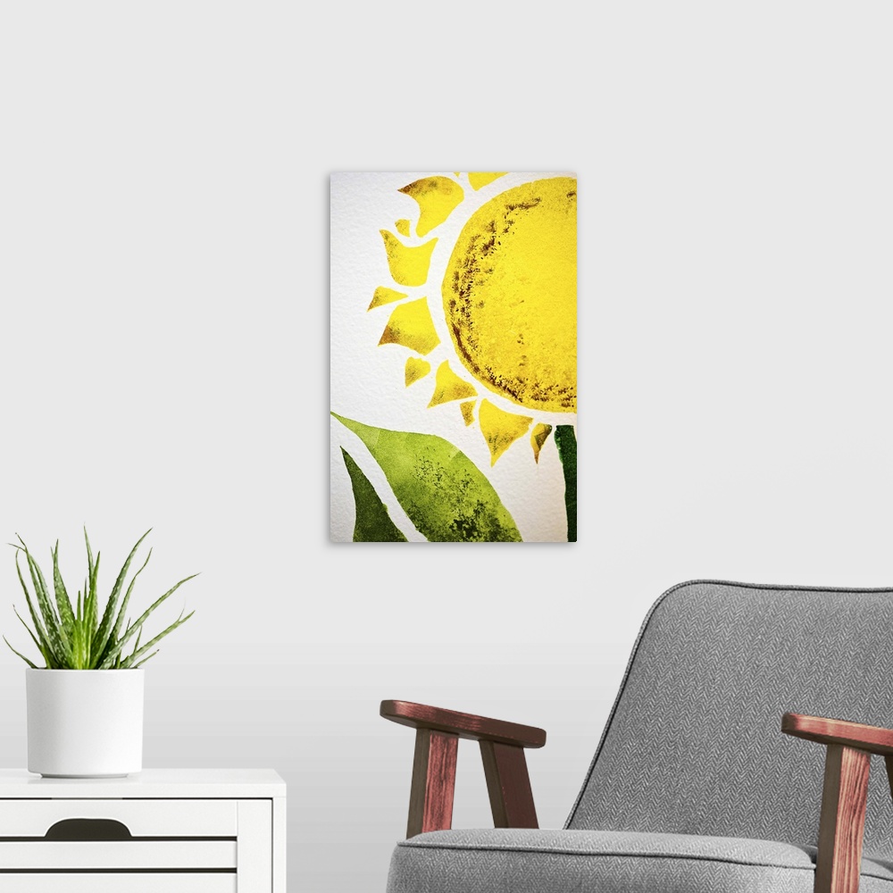 A modern room featuring Sunflower painted on wall