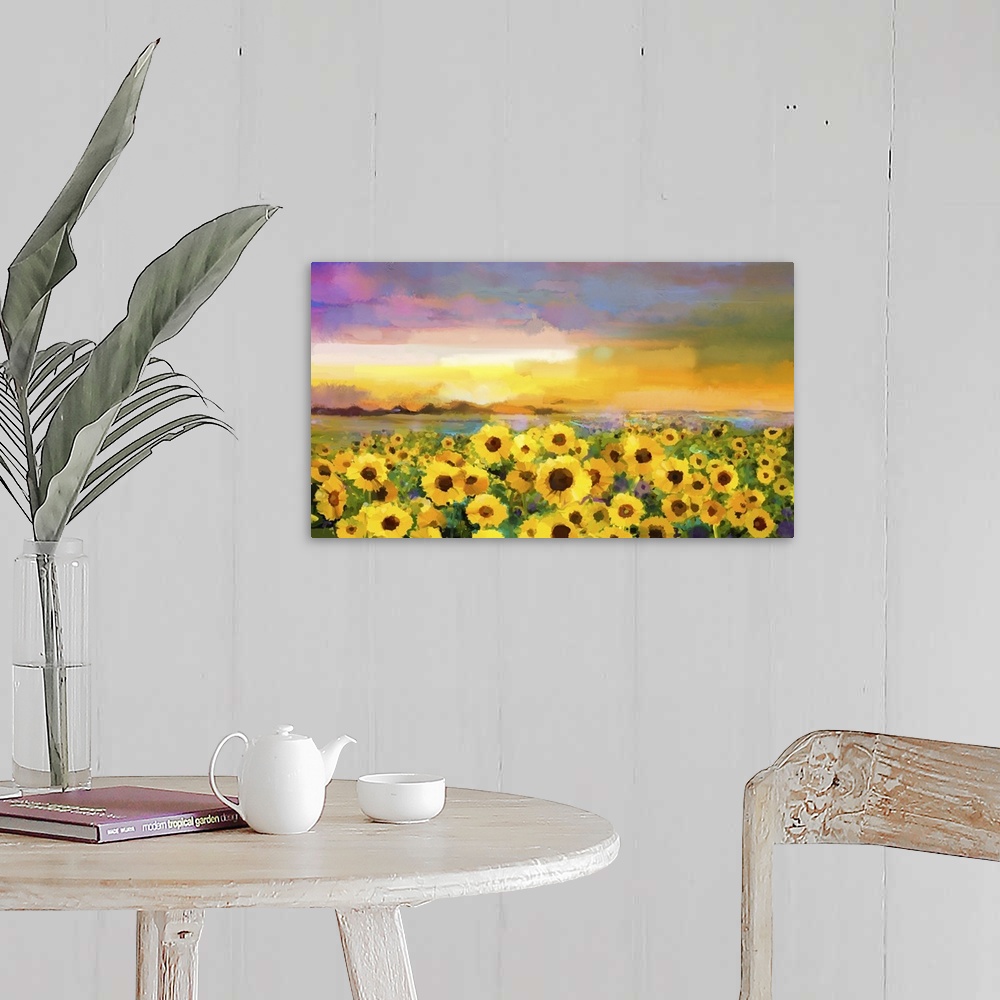 A farmhouse room featuring Sunflowers At Sunset