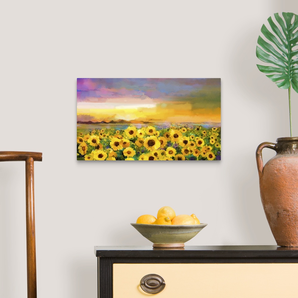 A traditional room featuring Sunflowers At Sunset