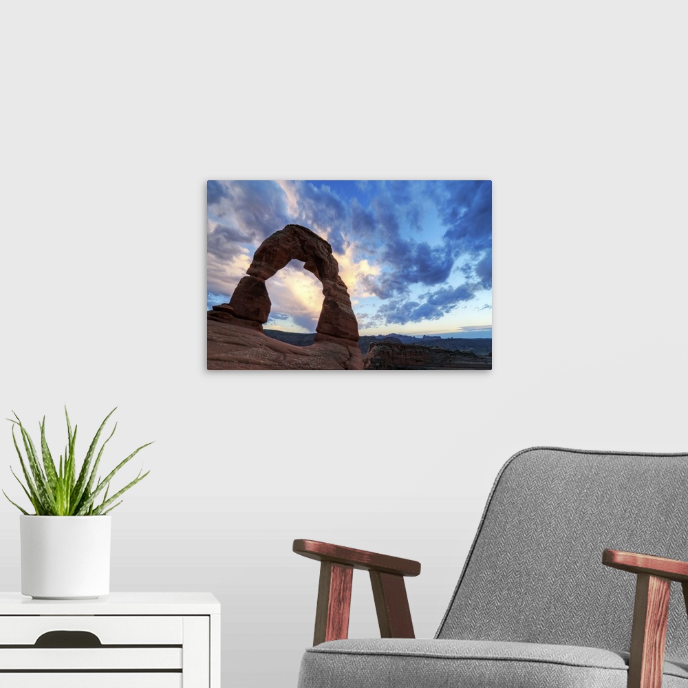 A modern room featuring Sunset at Delicate Arch in Arches National Park, Utah.