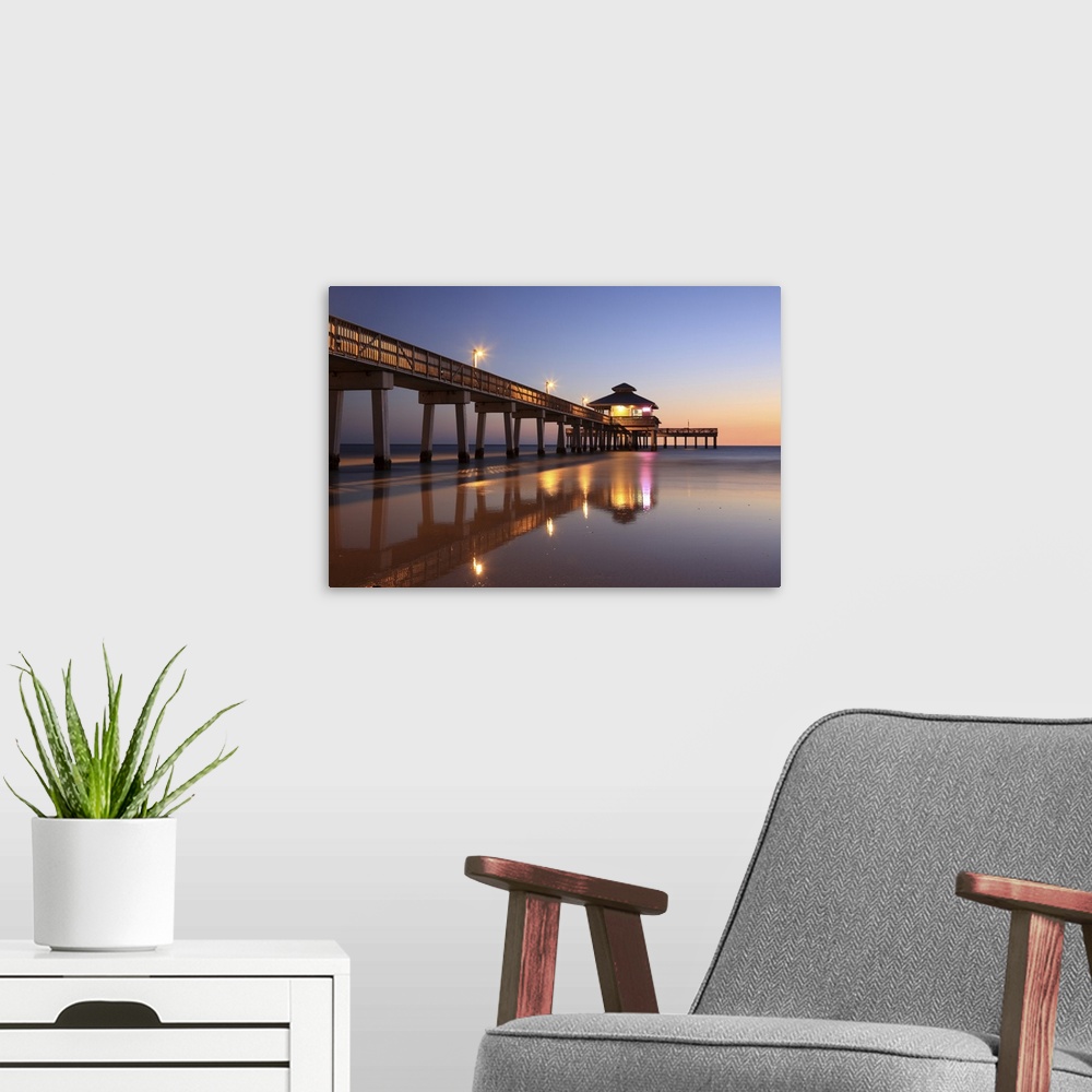 A modern room featuring Sunset at Fishing Pier, Fort Myers Beach, Florida