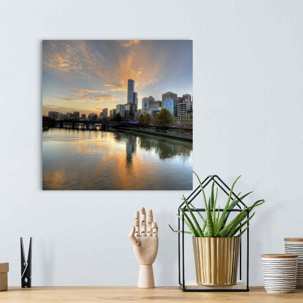 A bohemian room featuring Sunset over the Yarra River, Melbourne
