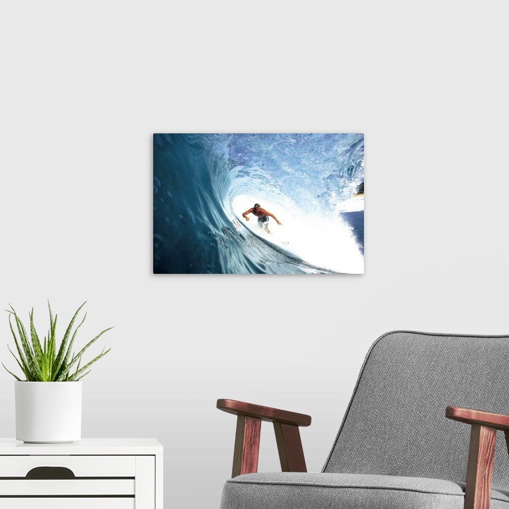 A modern room featuring Surfing In The Tube