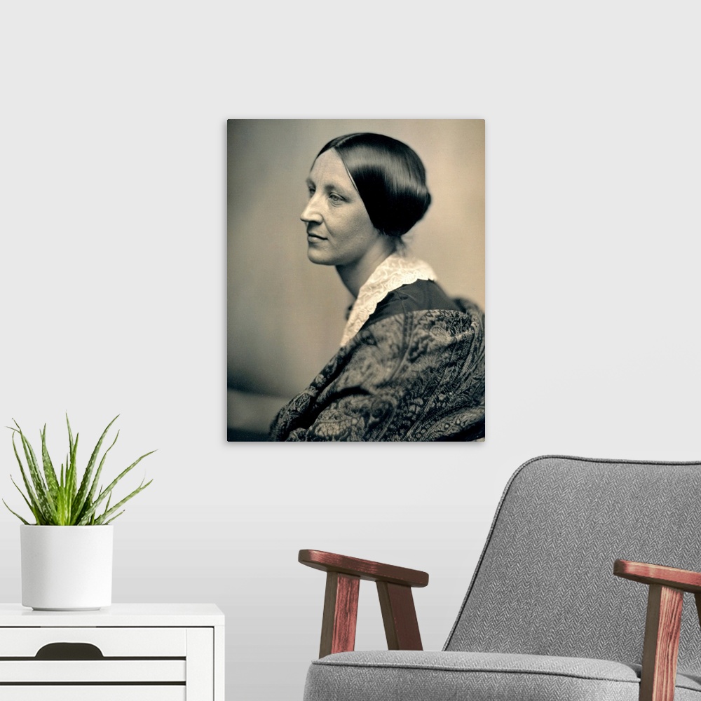 A modern room featuring Portrait of Susan B. Anthony by Southworth